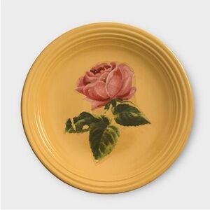 Vintage Fiestaware Original Yellow Salad
Plate With Rose Decal